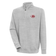 Cincinnati Reds Antigua Victory Quarter-Zip Pullover Top Heather Gray