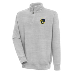 Milwaukee Brewers Antigua Victory Quarter-Zip Pullover Top Heather Gray