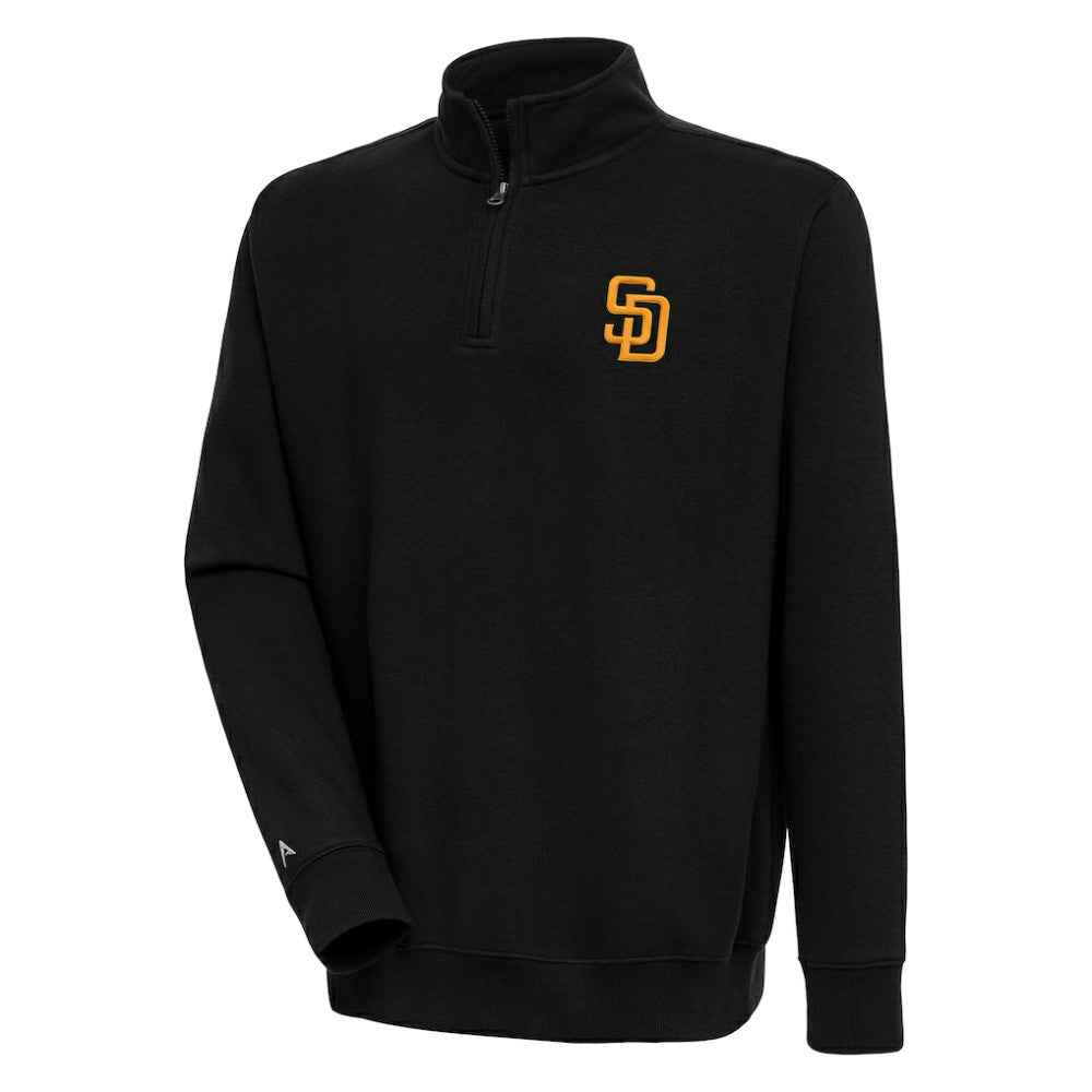 San Diego Padres Antigua Victory Quarter-Zip Pullover Top Black