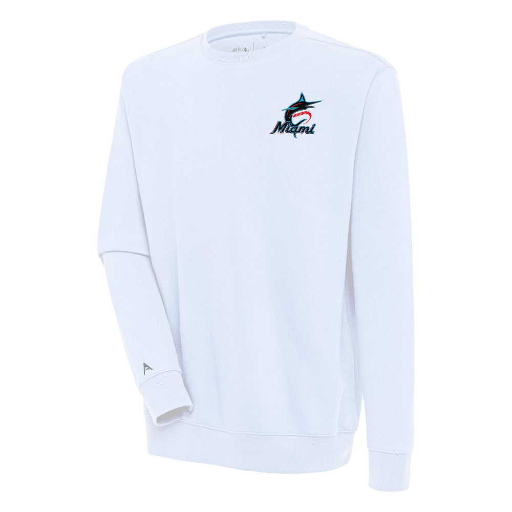 Miami Marlins Antigua Victory Pullover Sweatshirt White