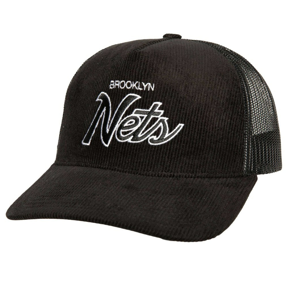 Brooklyn Nets Times Up Classic Script Cord Trucker Hat - Black on sale