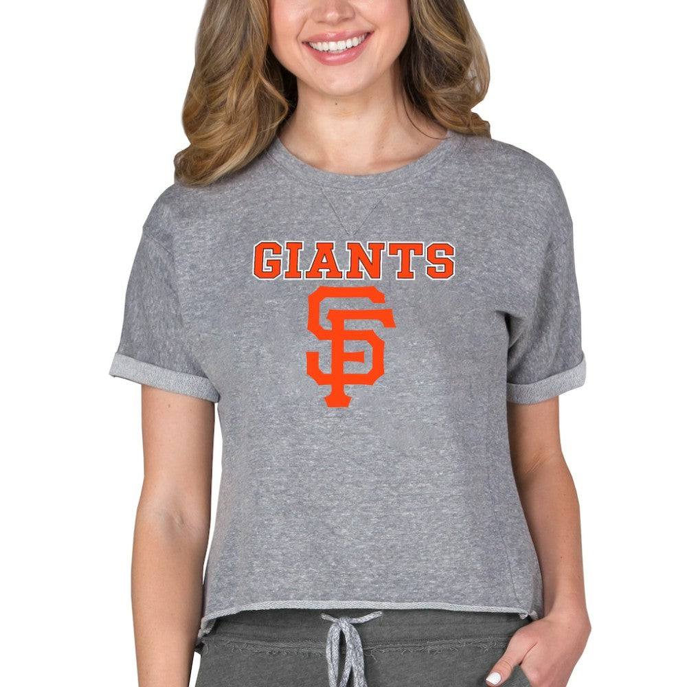 San Francisco Giants Concepts Sport Women's Tri-Blend Mainstream Terry Short Sleeve Sweatshirt Top Gray