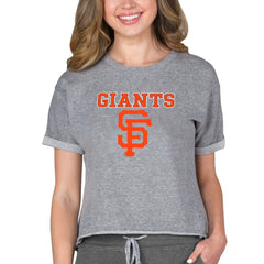 San Francisco Giants Concepts Sport Women's Tri-Blend Mainstream Terry Short Sleeve Sweatshirt Top Gray