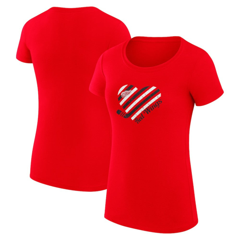 Detroit Red Wings G-III 4Her by Carl Banks Women's Super-Slim Fit Lightweight Heart T-Shirt - Red T-shirts