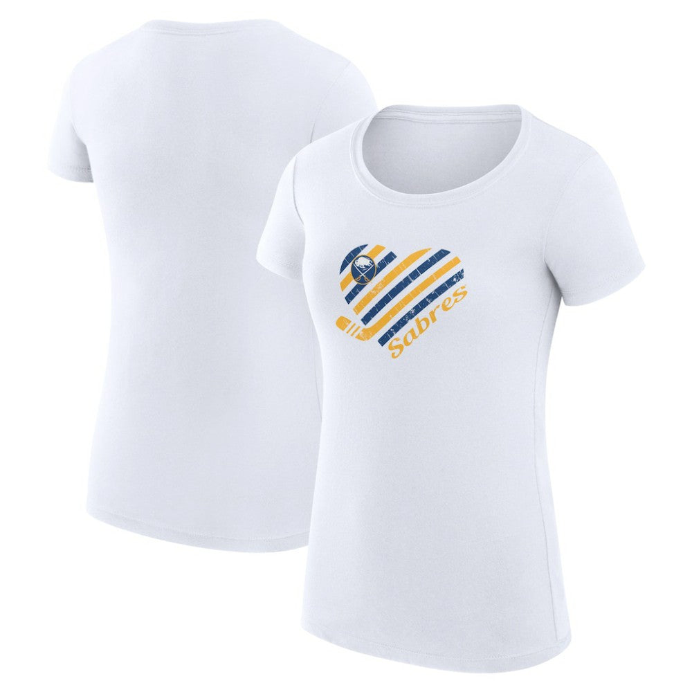 Buffalo Sabres G-III 4Her by Carl Banks Women's Super-Slim Fit Lightweight Heart T-Shirt - White T-shirts