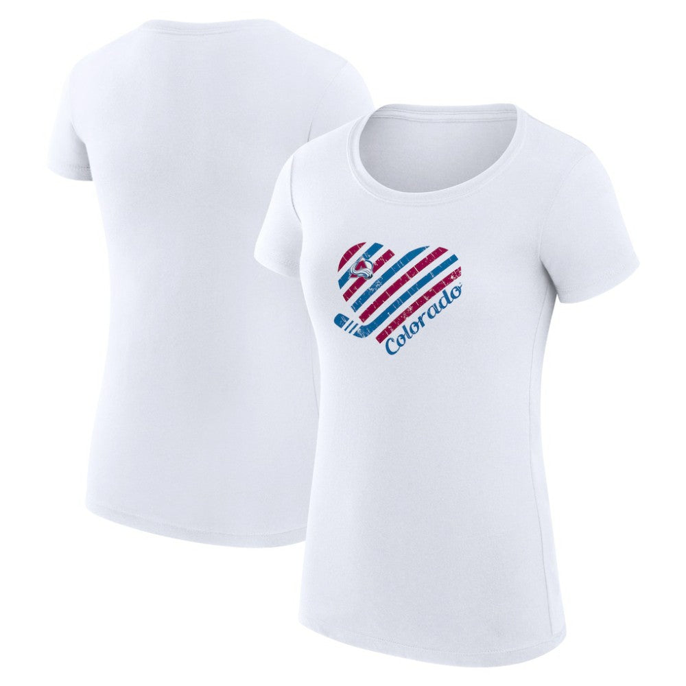Colorado Avalanche G-III 4Her by Carl Banks Women's Super-Slim Fit Lightweight Heart T-Shirt - White T-shirts