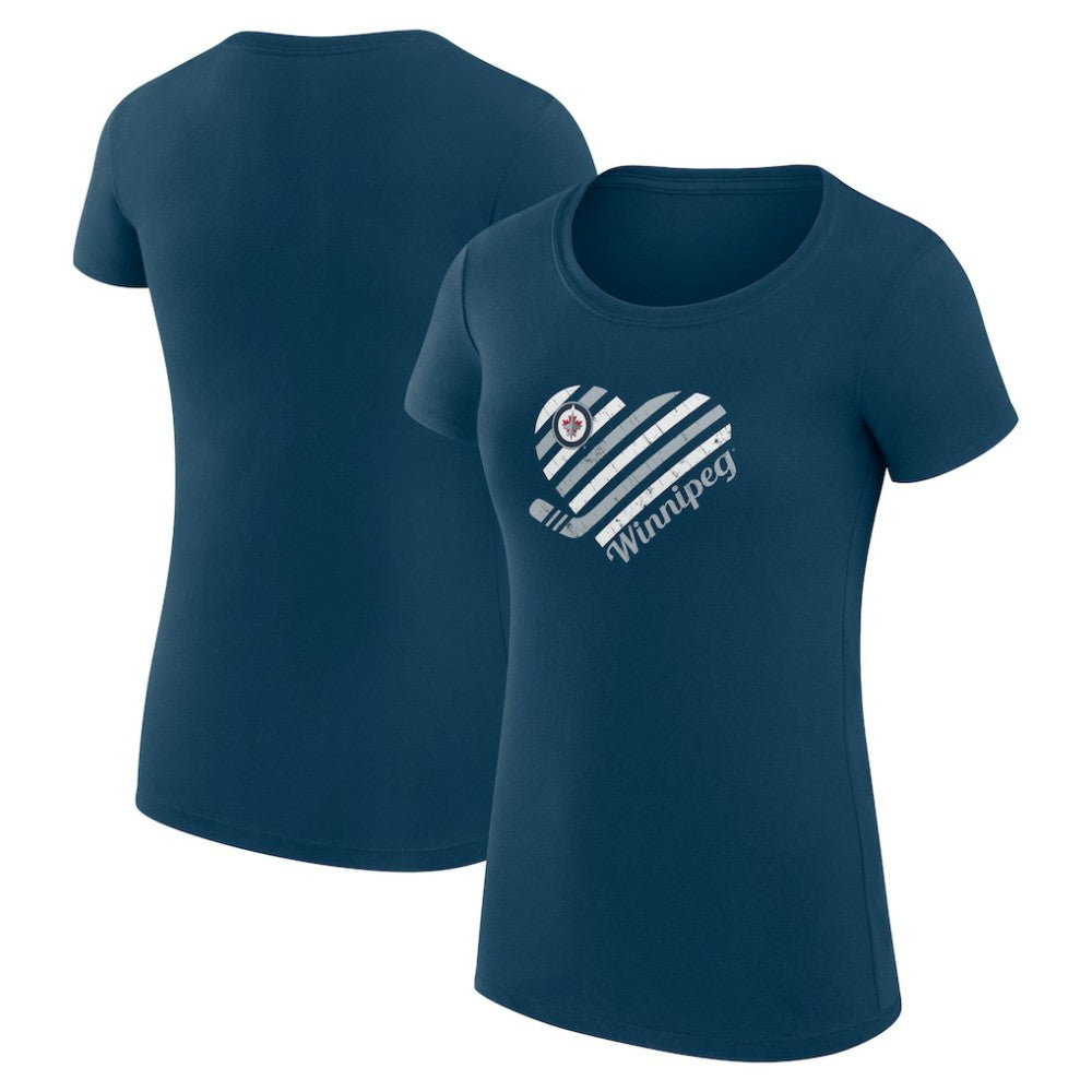 Winnipeg Jets G-III 4Her by Carl Banks Women's Super-Slim Fit Lightweight Heart T-Shirt - Navy T-shirts