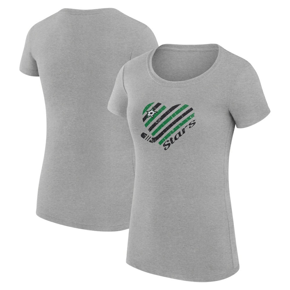 Dallas Stars G-III 4Her by Carl Banks Women's Super-Slim Fit Lightweight Heart T-Shirt - Heather Gray T-shirts