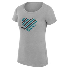 San Jose Sharks G-III 4Her by Carl Banks Women's Super-Slim Fit Lightweight Heart T-Shirt - Heather Gray T-shirts