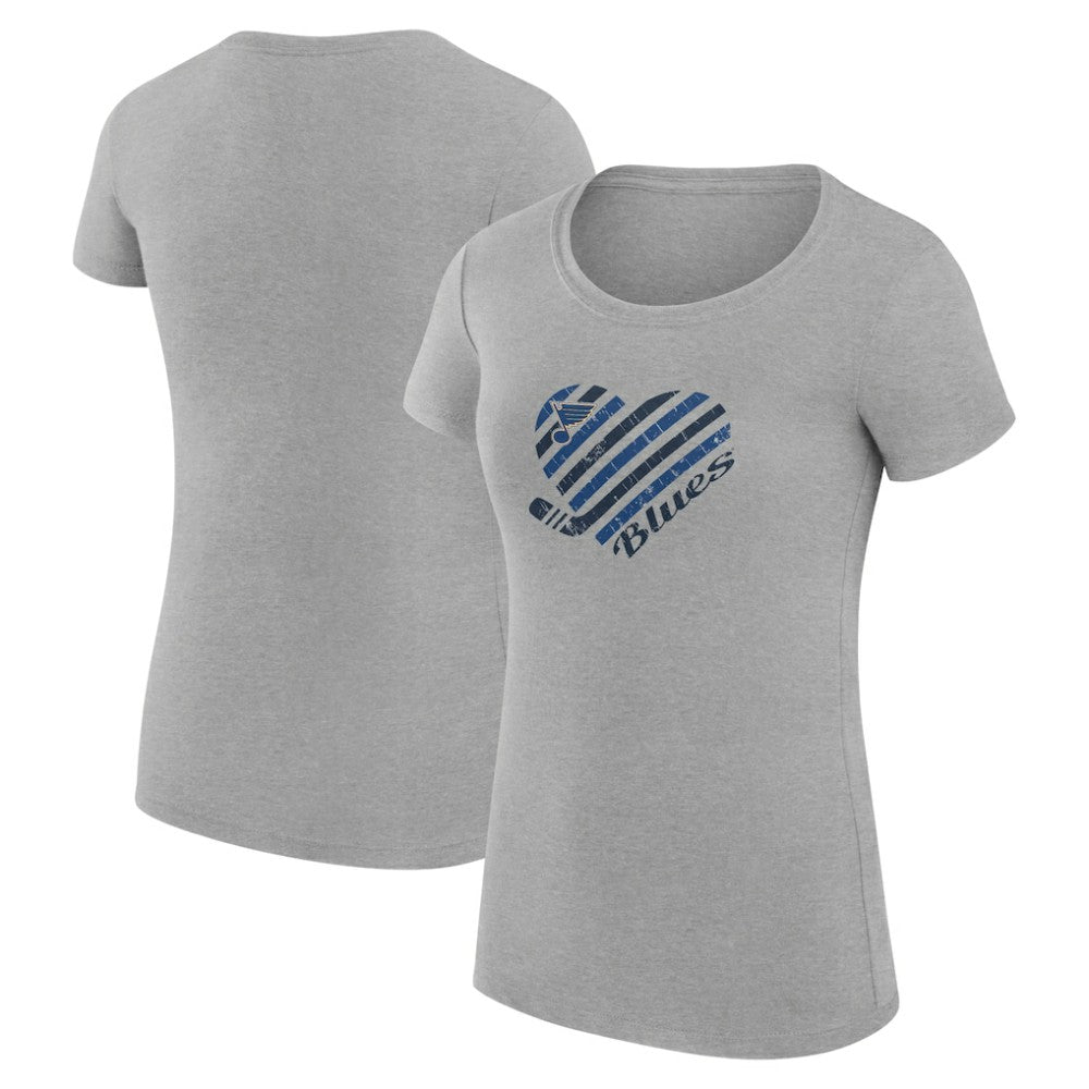 St. Louis Blues G-III 4Her by Carl Banks Women's Super-Slim Fit Lightweight Heart T-Shirt - Heather Gray T-shirts