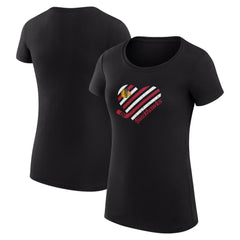 Chicago Blackhawks G-III 4Her by Carl Banks Women's Super-Slim Fit Lightweight Heart T-Shirt - Black T-shirts