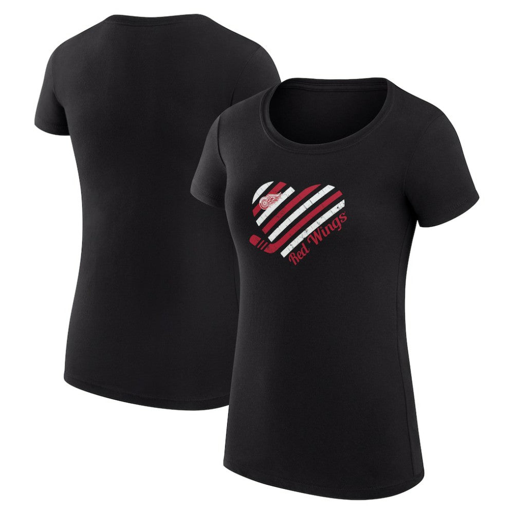 Detroit Red Wings G-III 4Her by Carl Banks Women's Super-Slim Fit Lightweight Heart T-Shirt - Black T-shirts