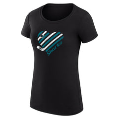 San Jose Sharks G-III 4Her by Carl Banks Women's Super-Slim Fit Lightweight Heart T-Shirt - Black T-shirts