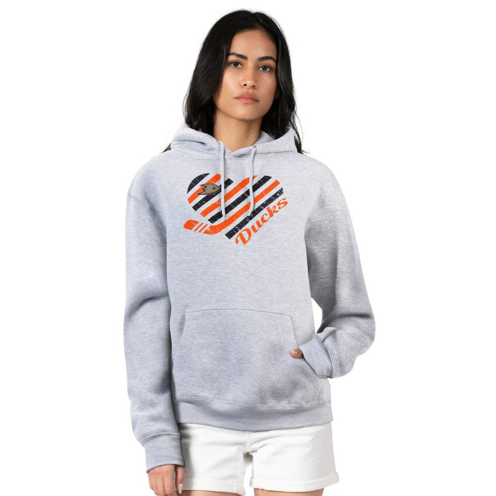 Anaheim Ducks G-III 4Her by Carl Banks Women's Heart Pullover Hoodie - Heather Gray Hoodies