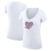 New York Rangers G-III 4Her by Carl Banks Women's Super-Slim Fit Lightweight Heart V-Neck T-Shirt - White T-shirts