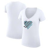 San Jose Sharks G-III 4Her by Carl Banks Women's Super-Slim Fit Lightweight Heart V-Neck T-Shirt - White T-shirts
