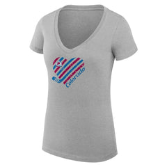 Colorado Avalanche G-III 4Her by Carl Banks Women's Super-Slim Fit Lightweight Heart V-Neck T-Shirt - Heather Gray T-shirts