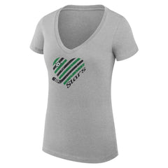 Dallas Stars G-III 4Her by Carl Banks Women's Super-Slim Fit Lightweight Heart V-Neck T-Shirt - Heather Gray T-shirts