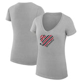 New Jersey Devils G-III 4Her by Carl Banks Women's Super-Slim Fit Lightweight Heart V-Neck T-Shirt - Heather Gray T-shirts