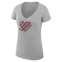 New Jersey Devils G-III 4Her by Carl Banks Women's Super-Slim Fit Lightweight Heart V-Neck T-Shirt - Heather Gray T-shirts