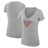 New York Islanders G-III 4Her by Carl Banks Women's Super-Slim Fit Lightweight Heart V-Neck T-Shirt - Heather Gray T-shirts