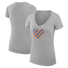 New York Islanders G-III 4Her by Carl Banks Women's Super-Slim Fit Lightweight Heart V-Neck T-Shirt - Heather Gray T-shirts