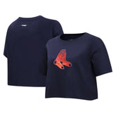 Boston Red Sox Pro Standard Women's Painted Sky Boxy Cropped T-Shirt Navy