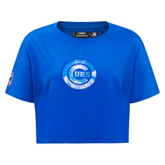 Chicago Cubs Pro Standard Women's Painted Sky Boxy Cropped T-Shirt Royal