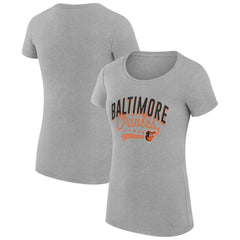 Baltimore Orioles G-III 4Her by Carl Banks Women's Super-Slim Fit Lightweight Filigree Team T-Shirt Heather Gray