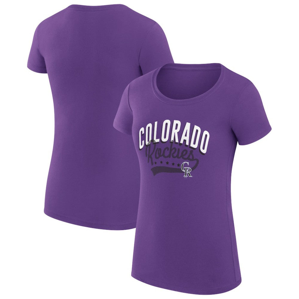 Colorado Rockies G-III 4Her by Carl Banks Women's Super-Slim Fit Lightweight Filigree Team T-Shirt Purple