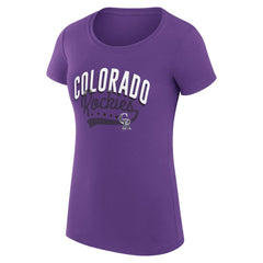 Colorado Rockies G-III 4Her by Carl Banks Women's Super-Slim Fit Lightweight Filigree Team T-Shirt Purple
