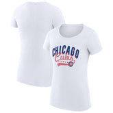 Chicago Cubs G-III 4Her by Carl Banks Women's Super-Slim Fit Lightweight Filigree Team T-Shirt White