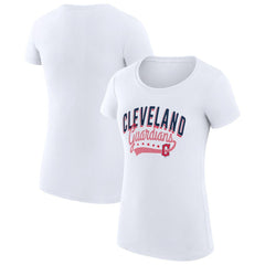 Cleveland Guardians G-III 4Her by Carl Banks Women's Super-Slim Fit Lightweight Filigree Team T-Shirt White