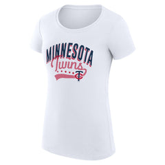 Minnesota Twins G-III 4Her by Carl Banks Women's Super-Slim Fit Lightweight Filigree Team T-Shirt White