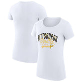 Pittsburgh Pirates G-III 4Her by Carl Banks Women's Super-Slim Fit Lightweight Filigree Team T-Shirt White
