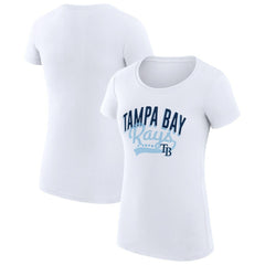 Tampa Bay Rays G-III 4Her by Carl Banks Women's Super-Slim Fit Lightweight Filigree Team T-Shirt White