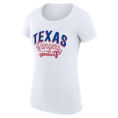 Texas Rangers G-III 4Her by Carl Banks Women's Super-Slim Fit Lightweight Filigree Team T-Shirt White