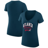 Atlanta Braves G-III 4Her by Carl Banks Women's Super-Slim Fit Lightweight Filigree Team V-Neck T-Shirt Navy