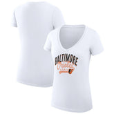 Baltimore Orioles G-III 4Her by Carl Banks Women's Super-Slim Fit Lightweight Filigree Team V-Neck T-Shirt White