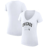 Chicago White Sox G-III 4Her by Carl Banks Women's Super-Slim Fit Lightweight Filigree Team V-Neck T-Shirt White