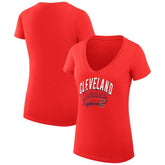 Cleveland Guardians G-III 4Her by Carl Banks Women's Super-Slim Fit Lightweight Filigree Team V-Neck T-Shirt Red