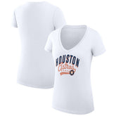 Houston Astros G-III 4Her by Carl Banks Women's Super-Slim Fit Lightweight Filigree Team V-Neck T-Shirt White