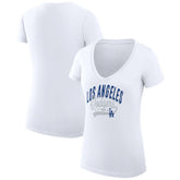 Los Angeles Dodgers G-III 4Her by Carl Banks Women's Super-Slim Fit Lightweight Filigree Team V-Neck T-Shirt White