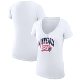 Minnesota Twins G-III 4Her by Carl Banks Women's Super-Slim Fit Lightweight Filigree Team V-Neck T-Shirt White