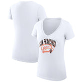 San Francisco Giants G-III 4Her by Carl Banks Women's Super-Slim Fit Lightweight Filigree Team V-Neck T-Shirt White