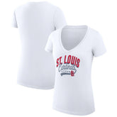 St. Louis Cardinals G-III 4Her by Carl Banks Women's Super-Slim Fit Lightweight Filigree Team V-Neck T-Shirt White