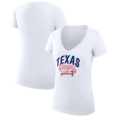 Texas Rangers G-III 4Her by Carl Banks Women's Super-Slim Fit Lightweight Filigree Team V-Neck T-Shirt White