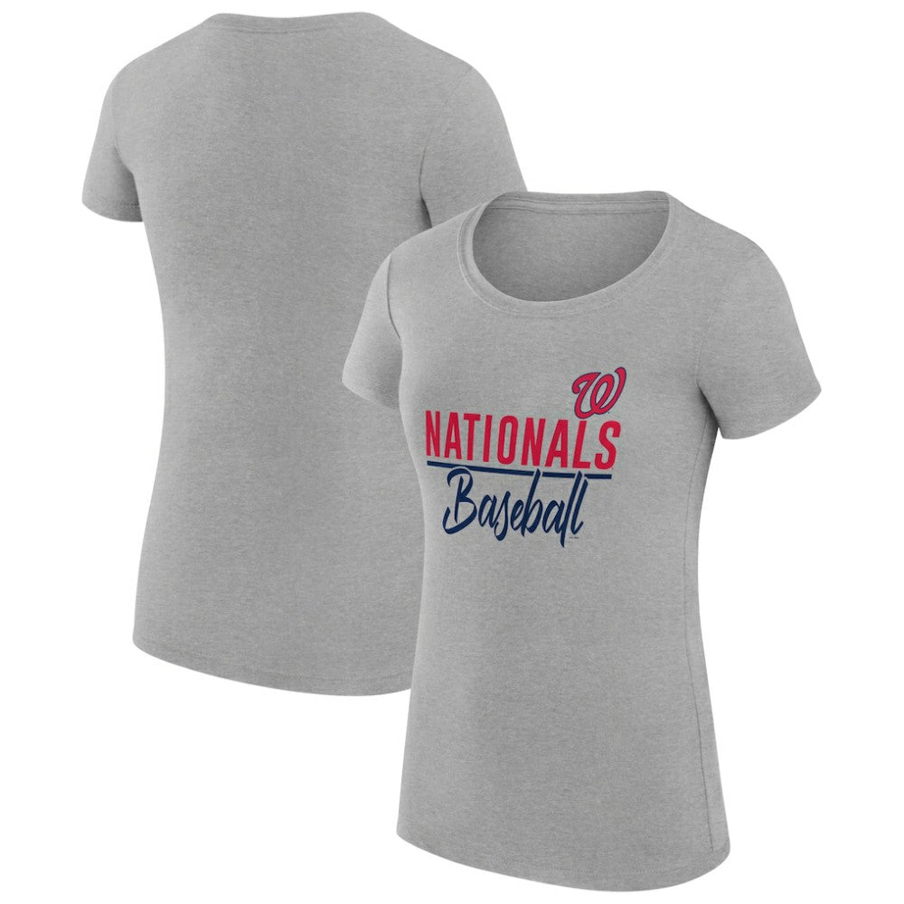 Washington Nationals G-III 4Her by Carl Banks Women's Super-Slim Fit Lightweight Team Graphic T-Shirt Heather Gray