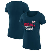Washington Nationals G-III 4Her by Carl Banks Women's Super-Slim Fit Lightweight Team Graphic T-Shirt Navy