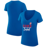 Chicago Cubs G-III 4Her by Carl Banks Women's Super-Slim Fit Lightweight Team Graphic V-Neck T-Shirt Royal